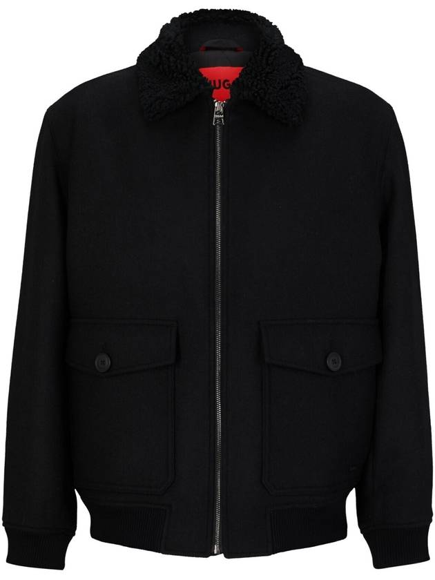 Teddy Collar Regular Fit Bomber Jacket Black - HUGO BOSS - BALAAN 2