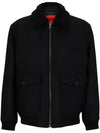 Teddy Collar Regular Fit Bomber Jacket Black - HUGO BOSS - BALAAN 1