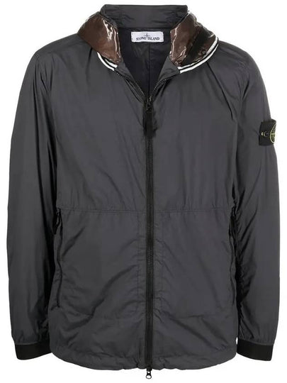 Wappen Patch Skin Touch Nylon Hooded Jacket Charcoal - STONE ISLAND - BALAAN 2