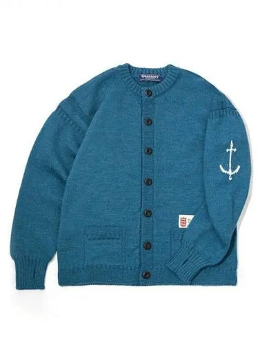 Fisherman whole garment spring fall cardigan teal domestic product GPCX20091702514 - GUERNSEY WOOLLENS - BALAAN 1