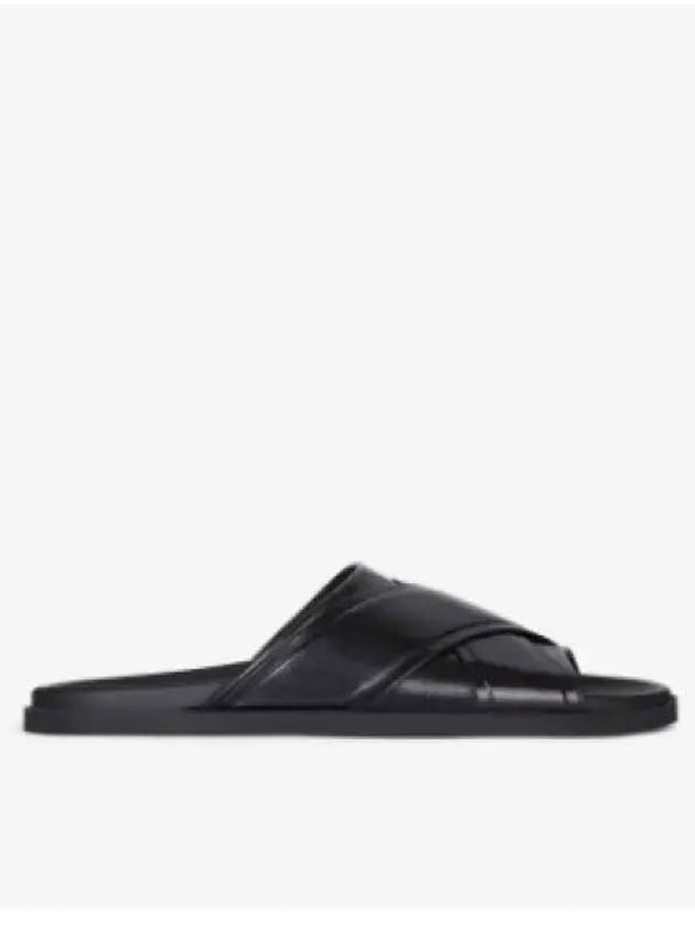 G Plage Leather Flat Sandals Slippers Black - GIVENCHY - BALAAN 2