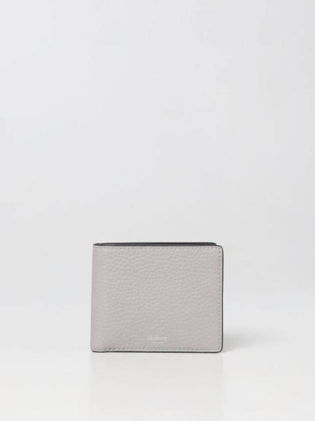 Men's Embossed Logo Calf Leather Half Wallet Grey - MULBERRY - BALAAN 1