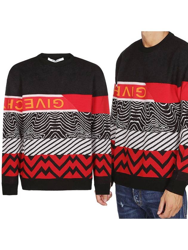 Logo Crew Neck Wool Knit Top Red Black - GIVENCHY - BALAAN 2