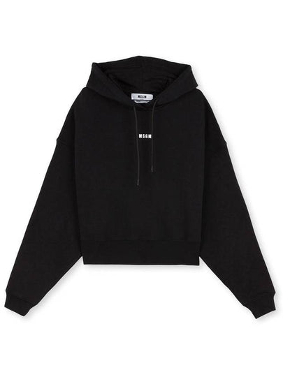 Micro Logo Print Cotton Hoodie Black - MSGM - BALAAN 2