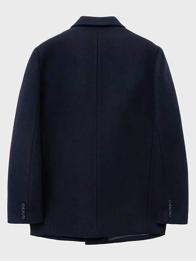 Heavy Wool Double Breasted Half Coat Navy - NOIRER - BALAAN 3