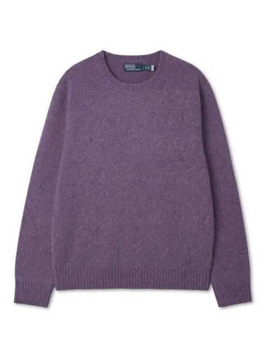 Suede Patch Wool Cashmere Sweater Purple - POLO RALPH LAUREN - BALAAN 1