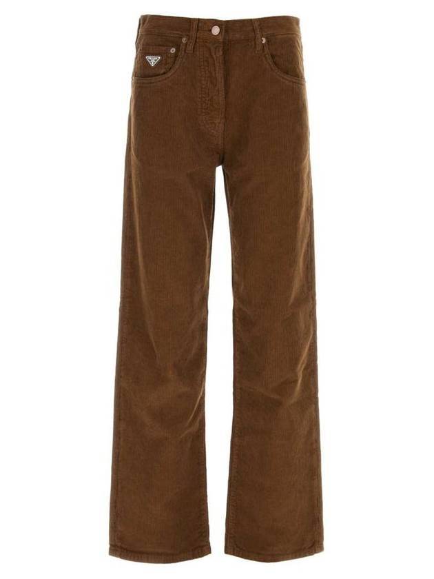 Corduroy Wide Pants Brown - PRADA - BALAAN 1