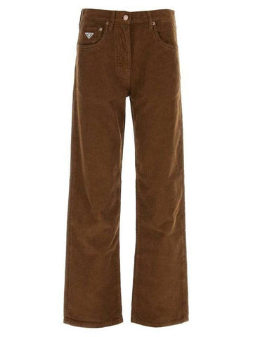 Corduroy Wide Pants Brown - PRADA - BALAAN 1