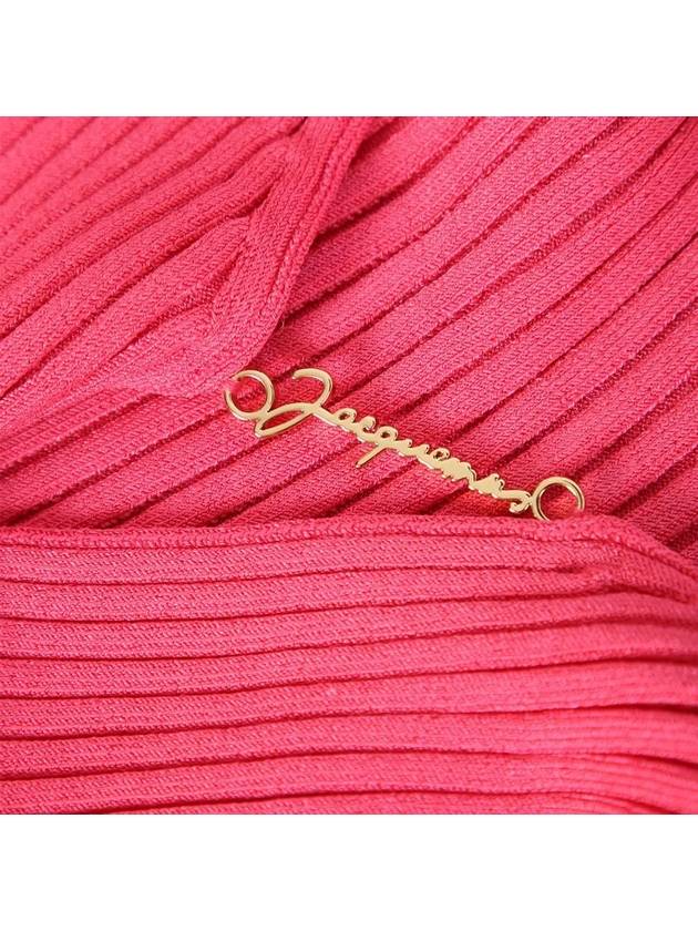 La Maille Pralu Micro Charm Logo Cardigan Pink - JACQUEMUS - BALAAN 5