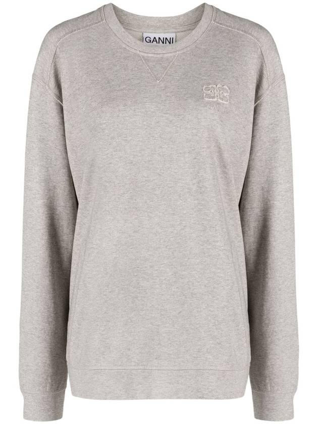 Women's Drop Shoulder Sweatshirt Grey Isoli - GANNI - BALAAN 1