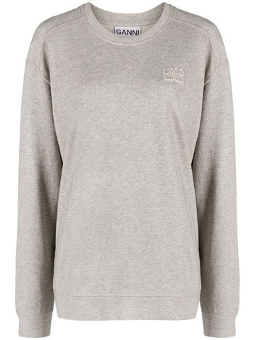 Women's Drop Shoulder Sweatshirt Grey Isoli - GANNI - BALAAN 1