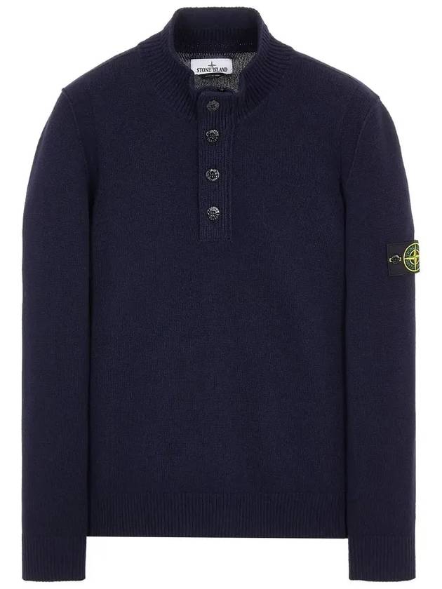 High Neck Half Button Lambswool Knit Top Navy - STONE ISLAND - BALAAN 3