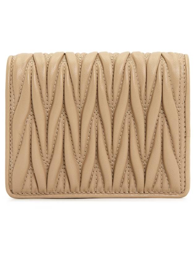 Matelasse Leather Half Wallet Beige - MIU MIU - BALAAN 3