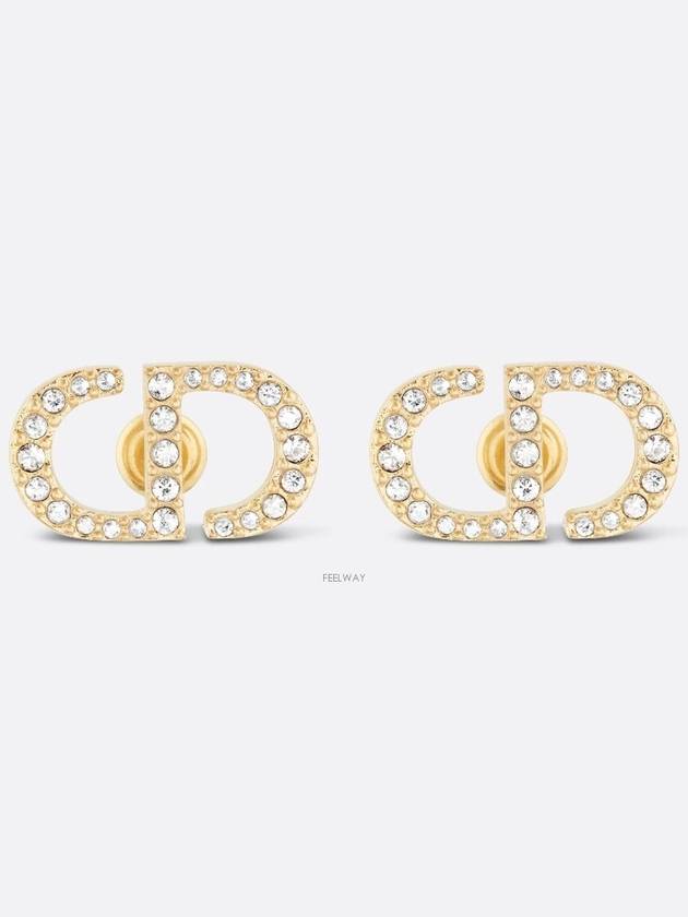 Petit CD Stud Crystal Earrings Gold - DIOR - BALAAN 2