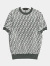 FF Motif Knitted Wool Short Sleeve T-shirt Green White - FENDI - BALAAN 2