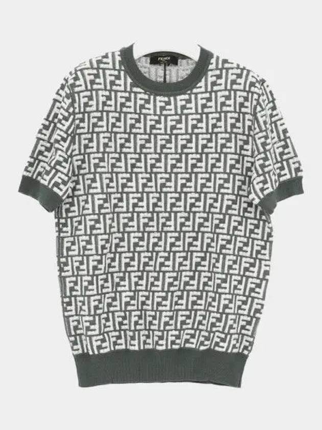 FF Motif Knitted Wool Short Sleeve T-shirt Green White - FENDI - BALAAN 2