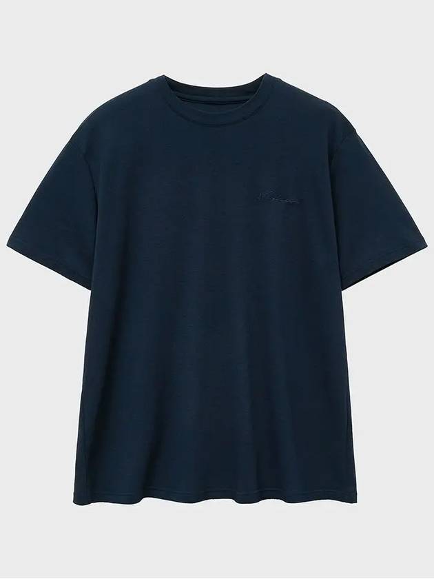 Silk Blended Luxe Short Sleeve T-Shirt Navy - NOIRER - BALAAN 3