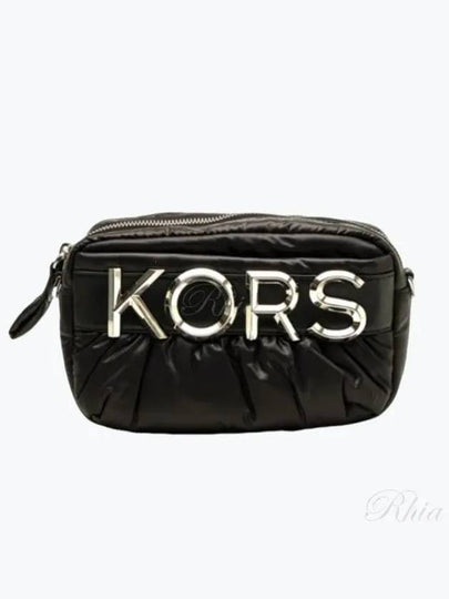 Logo Plaque Zippered Leather Cross Bag Black - MICHAEL KORS - BALAAN 2