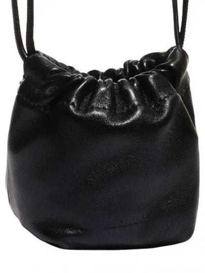 Dumpling Mini Drawstring Lambskin Leather Cross Bag Black - JIL SANDER - BALAAN 2