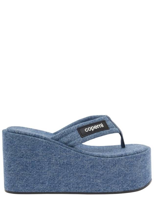 Light Blue Sandals With Wedge And Logo Patch In Denim Woman - COPERNI - BALAAN 1