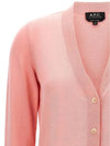 Bella Logo Embroidery Cardigan Pink - A.P.C. - BALAAN 5