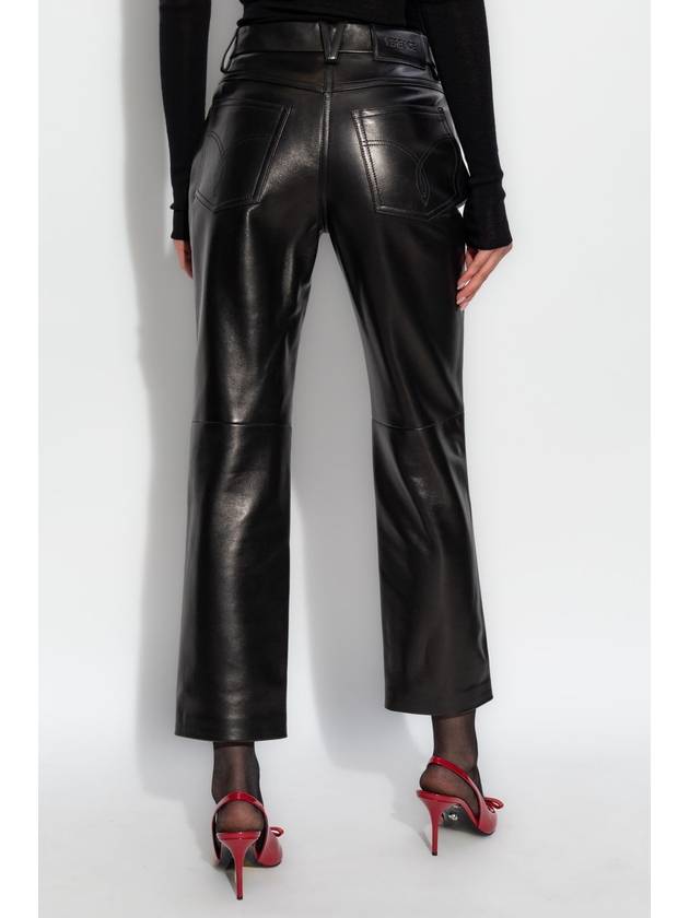 Versace Leather Pants With Logo, Women's, Black - VERSACE - BALAAN 4