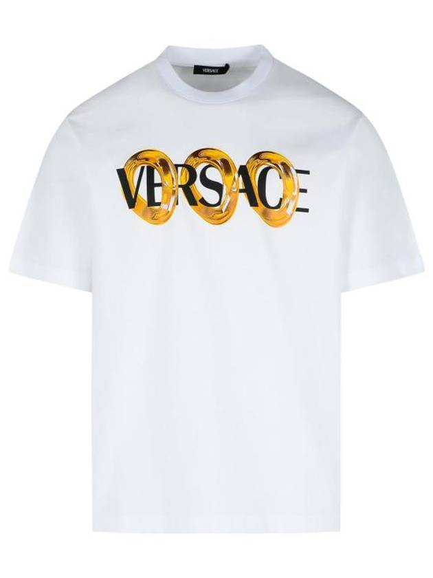 Logo Print Crew Neck Short Sleeve T-Shirt White - VERSACE - BALAAN 2