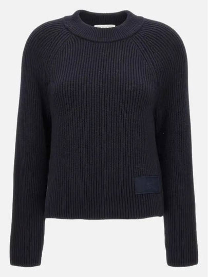 Logo Patch Wool Knit Top Night Blue - AMI - BALAAN 2