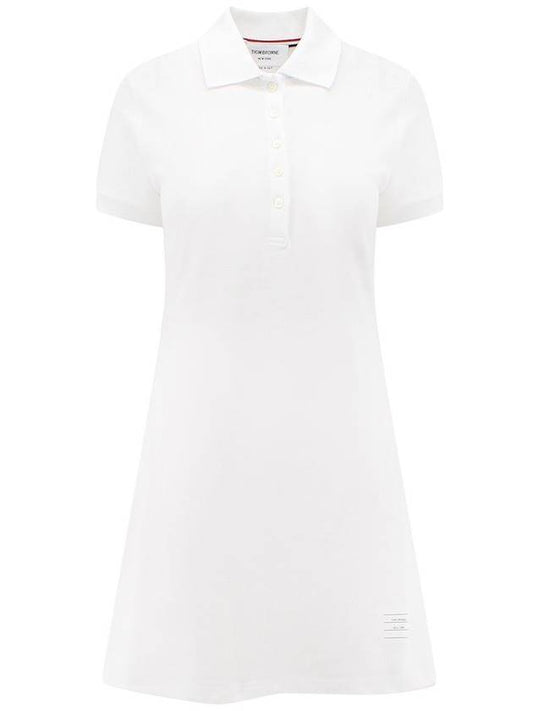 Women's Logo Patch Tennis Flare Short Dress White - THOM BROWNE - BALAAN 1