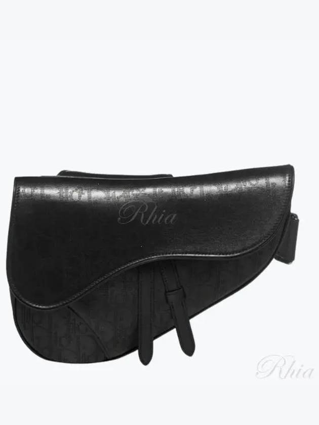 Oblique Galaxy Leather Saddle Bag Black - DIOR - BALAAN 2