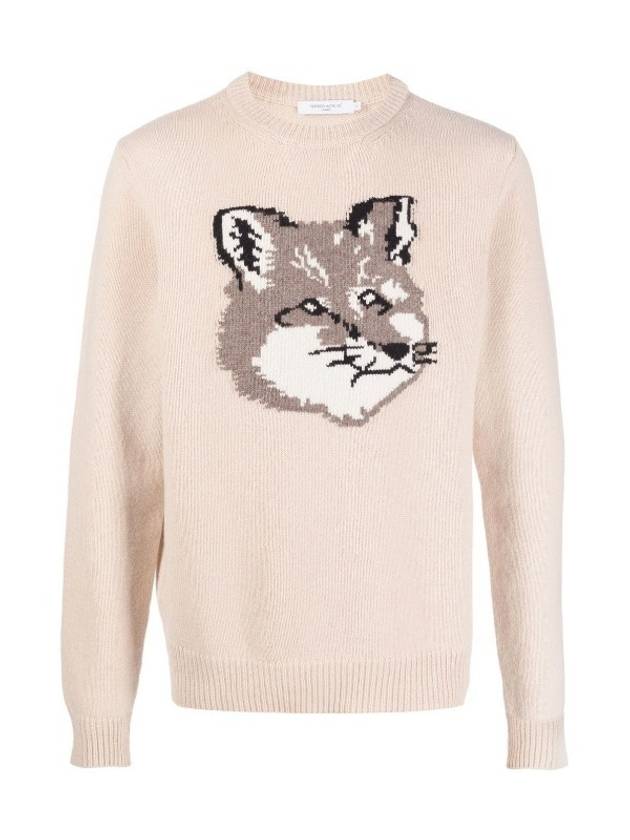 Men's Big Fox Head Classic Pullover Knit Top Beige - MAISON KITSUNE - BALAAN 5