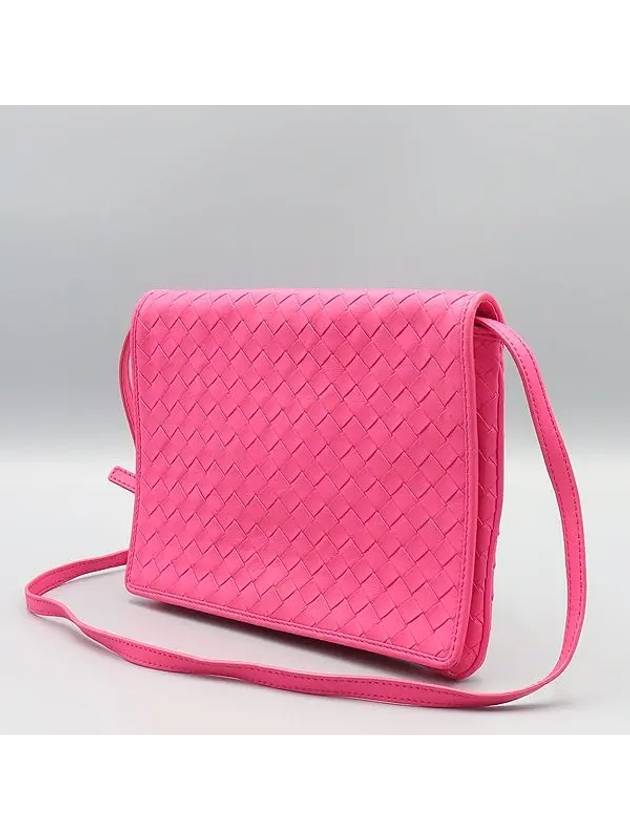 570183 Pink leather intrecciato flap cross bag - BOTTEGA VENETA - BALAAN 3