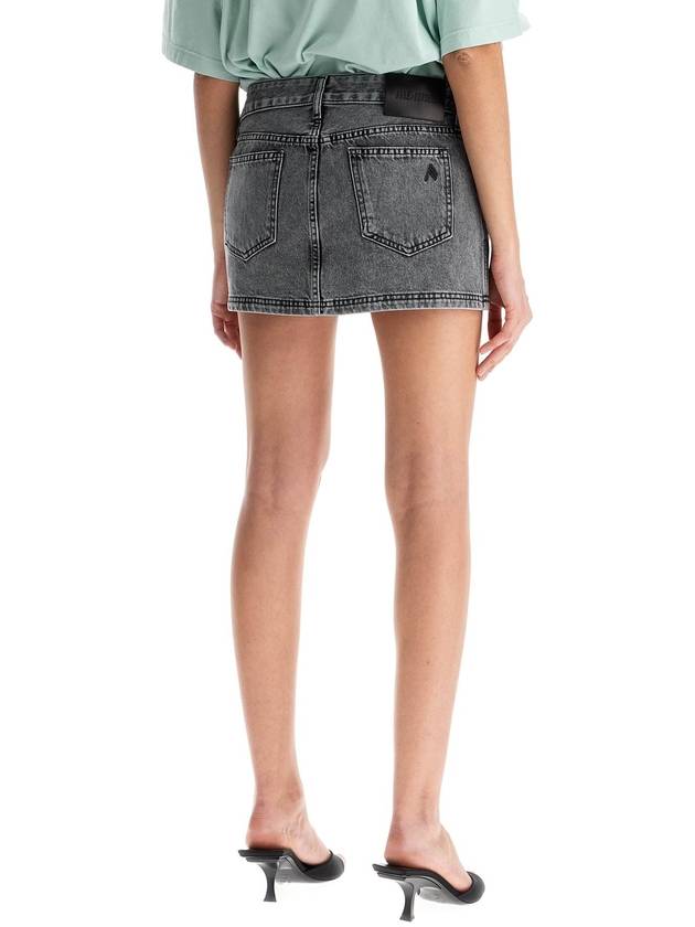 gray high-waisted slim fit denim mini skirt - THE ATTICO - BALAAN 3