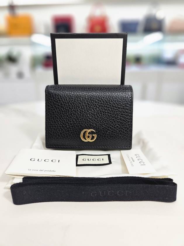 GG Marmont leather card case wallet black gold 456126 - GUCCI - BALAAN 1