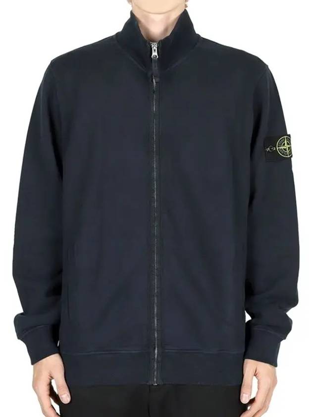 Logo Patch Zipper Zip-Up Jacket Navy - STONE ISLAND - BALAAN 3