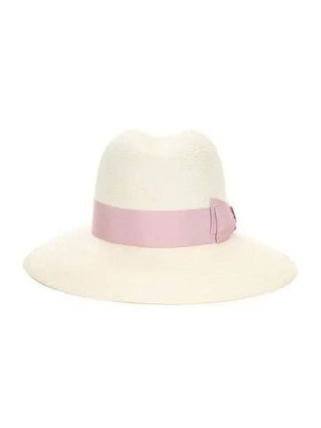 Hat Bolsarino Women s Bow Straw Ribbon Brim White Pink - BORSALINO - BALAAN 1