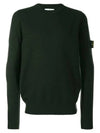 Wappen Patch Crew Neck Wool Knit Top Dark Green - STONE ISLAND - BALAAN 3