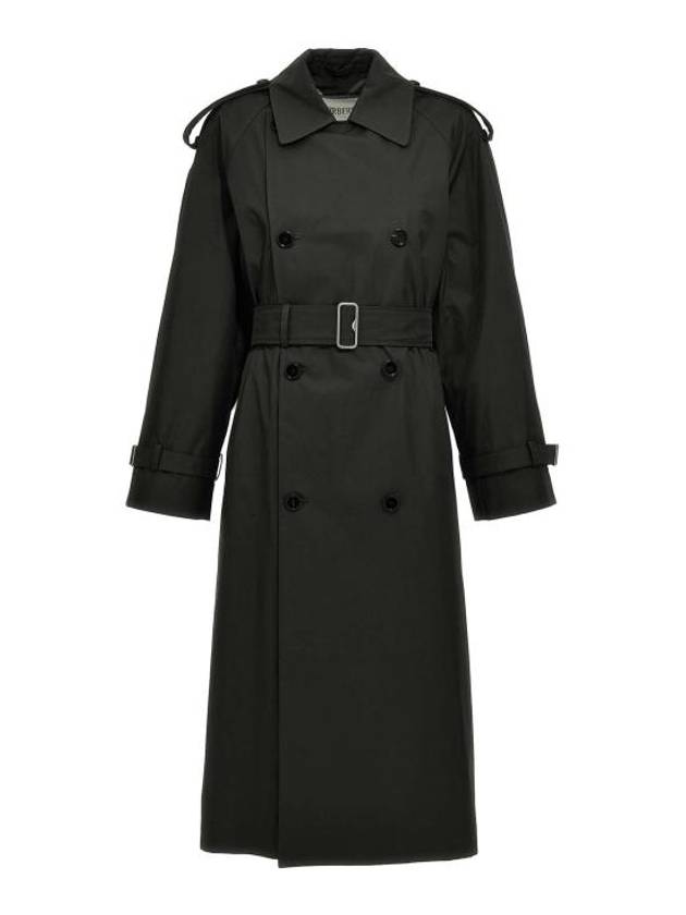 Long Gabardine Trench Coat Black - BURBERRY - BALAAN 3