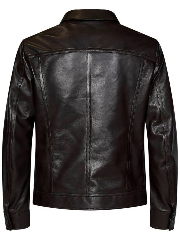 Grain Leather Jacket Brown - TOM FORD - BALAAN 3