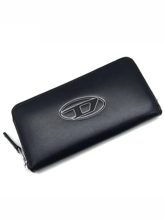 Garnet D Logo Leather Zipper Long Wallet Black - DIESEL - BALAAN 2