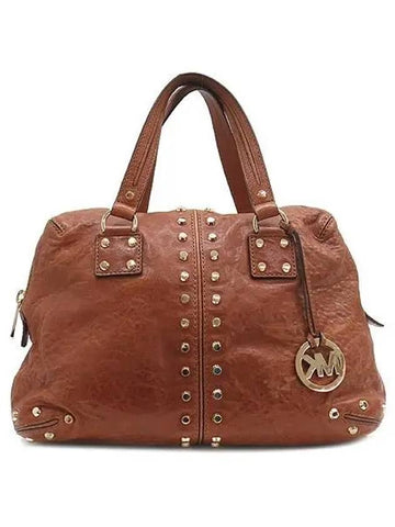 Brown leather Esto studded satchel tote bag - MICHAEL KORS - BALAAN 1