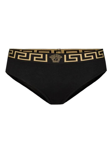 Women's Medusa Logo Creca Cotton Briefs Black - VERSACE - BALAAN.