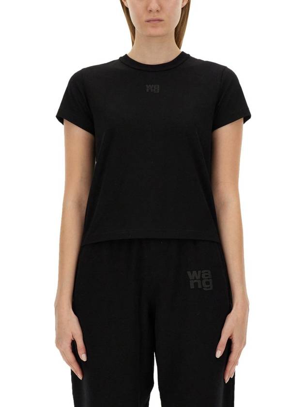 Logo Print Short Sleeve T-Shirt Black - ALEXANDER WANG - BALAAN 2