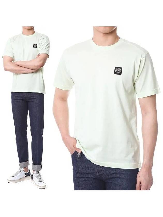 Logo Patch Cotton Short Sleeve T-Shirt Light Green - STONE ISLAND - BALAAN 2