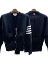 Cotton 4-Bar Milano Classic V-Neck Cardigan Navy - THOM BROWNE - BALAAN 2