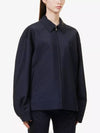 Mohair Embroidered Logo Wool Zip-up Jacket Navy - MIU MIU - BALAAN 2