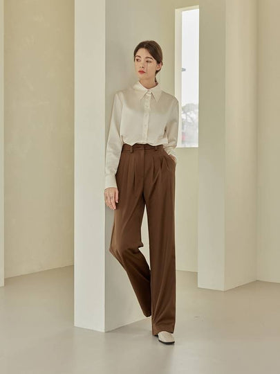 Women's Bree Three Pinturk Banding Slacks Brown - ARIFF - BALAAN 2