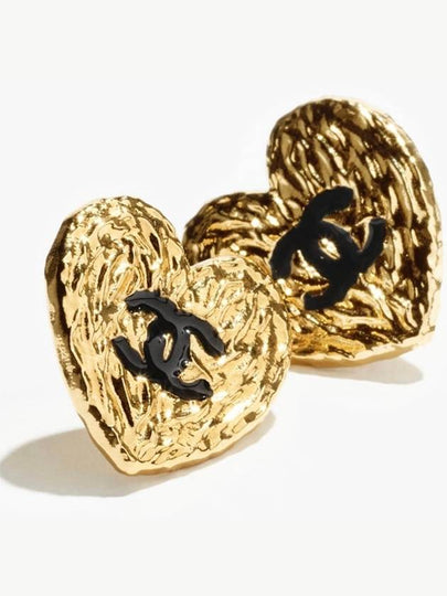 stud earrings metal gold black - CHANEL - BALAAN 2