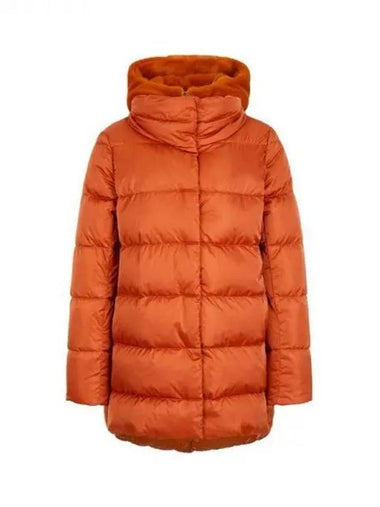 Women s Detachable Fur Hood Goose Down Padded Coat Vivid Orange 270538 - HERNO - BALAAN 1