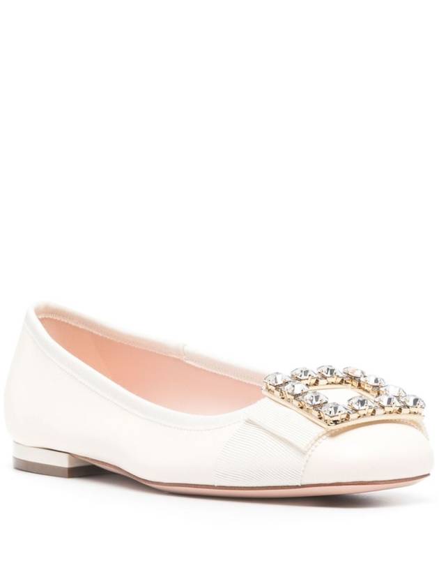 Très Vivier Crystal Buckle Flat Off White - ROGER VIVIER - BALAAN 3